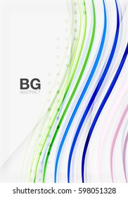 Bandas vectoriales coloridas sobre gris. Tecnología moderna o fondo abstracto de la web de negocios