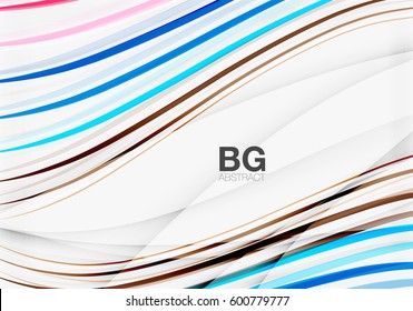 Colorful vector stripes on grey. Modern technology or business web abstract background