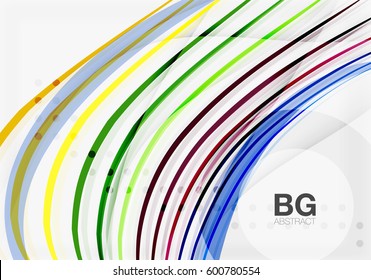 Colorful vector stripes on grey. Modern technology or business web abstract background