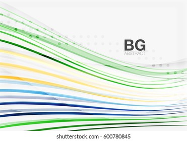 Colorful vector stripes on grey. Modern technology or business web abstract background