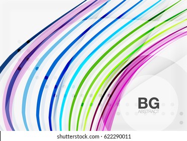 Bandas vectoriales coloridas sobre gris. Tecnología moderna o fondo abstracto de la web de negocios