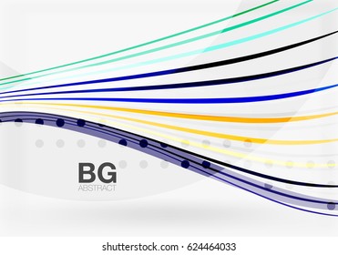 Colorful vector stripes on grey. Modern technology or business web abstract background