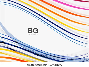 Colorful vector stripes on grey. Modern technology or business web abstract background