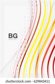 Bandas vectoriales coloridas sobre gris. Tecnología moderna o fondo abstracto de la web de negocios