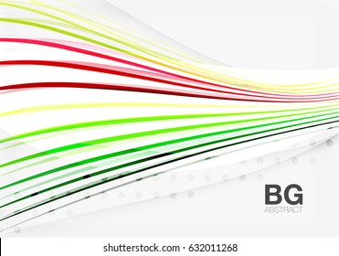 Colorful vector stripes on grey. Modern technology or business web abstract background