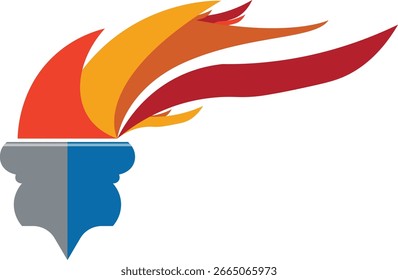 Colorful vector of a stylized torch with orange, red, and yellow flames.
