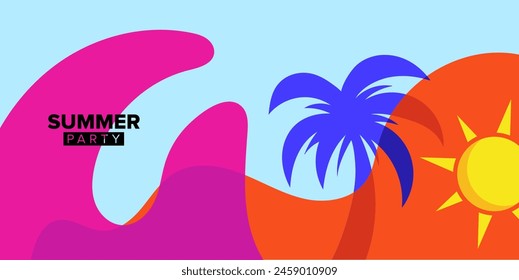 colorful vector summer party greeting card template background illustration