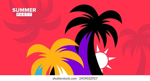 colorful vector summer party greeting card template background illustration designs