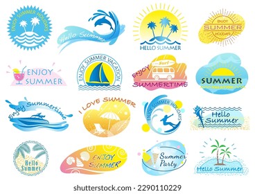 Colorful Vector Summer Symbol Icon Set Isolated On A White Background.