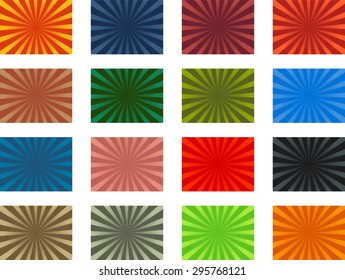 Colorful vector sunburst background pack