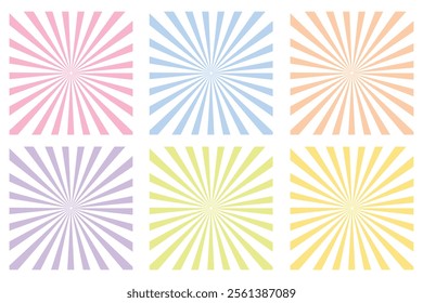Colorful Vector Sunburst, set of six colorful sunbeam