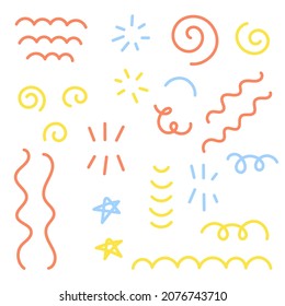 Colorful Vector Swirls and Simple Decorative Flourishes Set