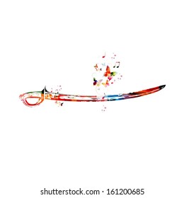 Colorful vector sword background with butterflies.