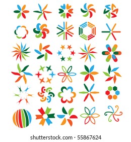 Colorful vector symbol collection over white background