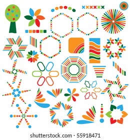 Colorful vector symbol collection over white background