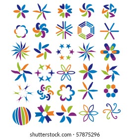 Colorful vector symbol collection over white background
