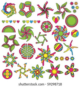 Colorful vector symbol collection over white background