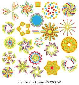 Colorful vector symbol collection over white background