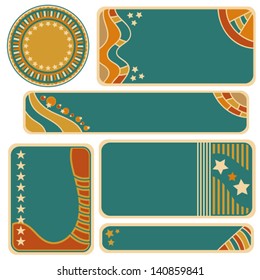 Colorful vector tag, label or banner collection with stars and stripes