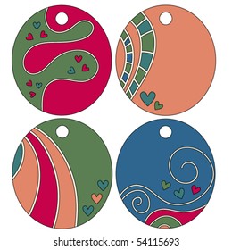 Colorful vector tag or label collection with different pattern