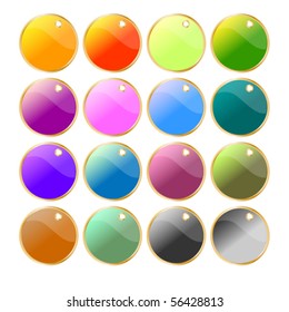 Colorful vector tag or label collection over white background