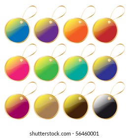 Colorful vector tag or label collection over white background