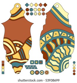 Colorful vector tags, circles, squares and flowers
