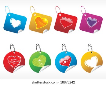colorful vector tags with shiny heart