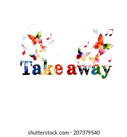 Colorful vector Take away design with butterflies