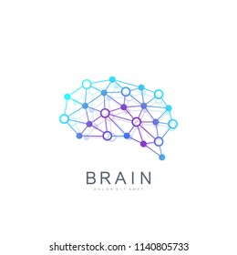 Colorful Vector Template Brain Logo. Creative Idea Concept Design Brain Logotype Icon