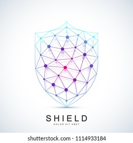 Colorful Vector Template Shield Icon. Protection Logo Icon. Creative Security Concept Design.