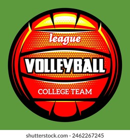 Colorful vector template with volleyball and place for text.