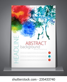Colorful Vector Template with Watercolor  Splash. Abstract Background for Business,  Flyers and Posters. 
