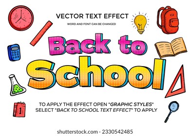 colorful vector text effect back to school fully editable
