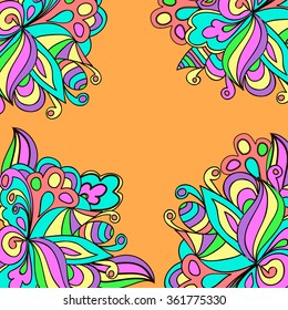 Colorful vector texture with abstract flowers and leaves. Can be used for backgrounds, children's design, decor.