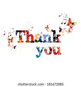 Colorful vector "Thank you" background with butterflies 
