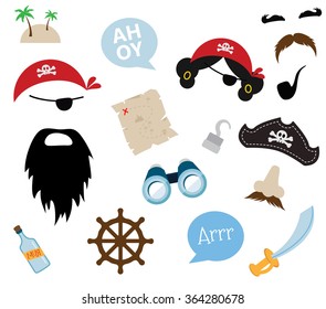 A colorful vector Theme of Pirate. equipments, props and icons
