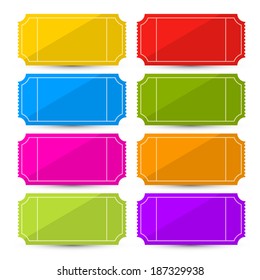 Colorful Vector Ticket Set Illustration Isolated on White Background
