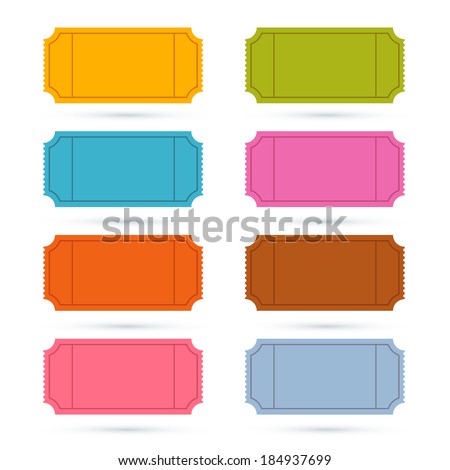 Colorful Vector Ticket Set Illustration 