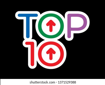 Colorful Vector Top Ten Logo