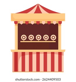 Vetor colorido de uma cabine de carnaval tradicional com alvos de prêmios, sem pessoas