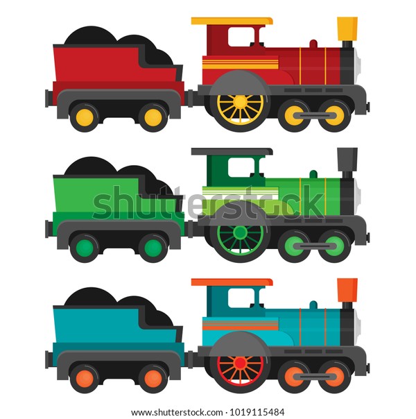 Colorful Vector Train Flat Style Stock Vector (Royalty Free) 1019115484