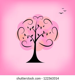 Colorful vector tree. Background, card, template