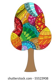 Colorful vector tree with different pattern