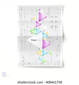 Colorful Vector Triangles on an A4 Paper Mock Up