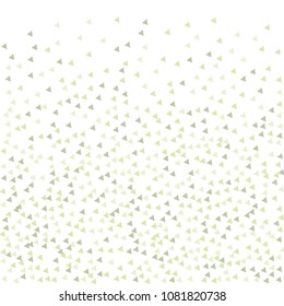 Colorful Vector Triangles Scattered Confetti. Speckled graphic backdrop. Vector illustration for modern abstract design. Explosion burst bang confetti. White Background. Brochure poster template.