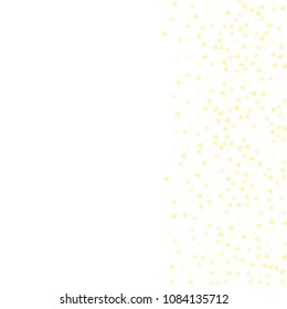 Colorful Vector Triangles Scattered Confetti. Speckled graphic backdrop. Vector illustration for modern abstract design. Explosion burst bang confetti. White Background. Brochure poster template.