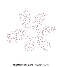 Colorful Vector Triangles Scattered Confetti. Speckled graphic backdrop. Vector illustration for modern abstract design. Explosion burst bang confetti. White Background. Brochure poster template.