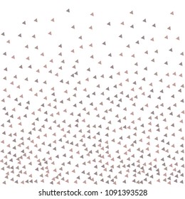 Colorful Vector Triangles Scattered Confetti. Speckled graphic backdrop. Vector illustration for modern abstract design. Explosion burst bang confetti. White Background. Brochure poster template.