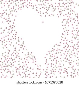 Colorful Vector Triangles Scattered Confetti. Speckled graphic backdrop. Vector illustration for modern abstract design. Explosion burst bang confetti. White Background. Brochure poster template.